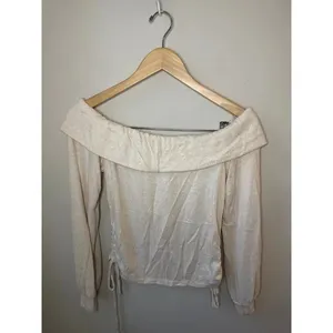 Gaze Cream Off Shoulder Ruched Terry Top Small thumbnail 3