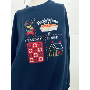 Vintage 1990s Blue Crewneck Sweatshirt Happiness Is Grandma's House Lrg Granny thumbnail 3