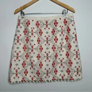 Maeve Anthropologie Blomma Pom Pom Cross Stitch Embroidered Skirt Size 8 thumbnail 7