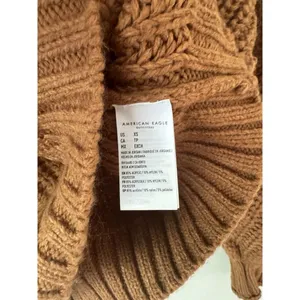 NWT American Eagle Brown Chunky Knit V Neck Pullover Sweater Sz XS Neutral Earth thumbnail 6