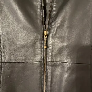 Vintage British Khaki Genuine Leather Y2K‎ Zip Up Black Jacket Size 10 thumbnail 2