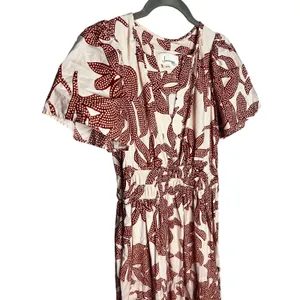 Anthropologie Somerset Maxi Dress Size XS Neutral Floral Dot Brown Cotton thumbnail 4