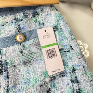🦋NWT Nanette Lepore Tweed & Denim Button-Front Mini Skirt (Size Large)🦋 thumbnail 13