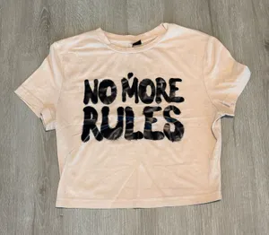 SHEIN No More Rules Graphic Crop T Pink Size M thumbnail 1