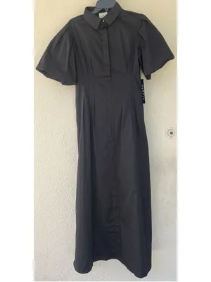 Tuckernuck Black Delaney Dress M Collar Puff Sleeve Classic Elegant Business thumbnail 7