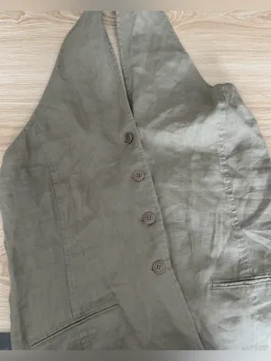 Zara Halter XS NEW Halter Tie Button Up Vest Khaki Office Work Open Back Linen Summer thumbnail 3