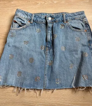 Topshop embellished denim skirt jean 8 thumbnail 1