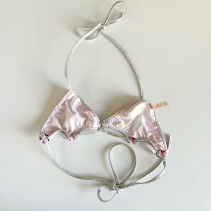 Roma Womens Hot Pink Sequin Scalloped Batwing Festival Rave Bikini Top Size S thumbnail 6
