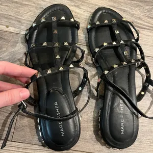 Marc Fisher Black Studded Sandals thumbnail 2
