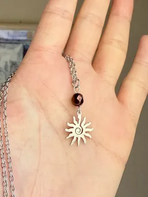 Handmade retro vintage boho funky style quality Czech glass & sun necklace☀️ thumbnail 5