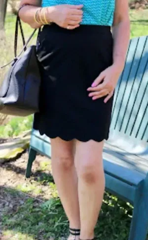 NEW Skies Are Blue Bernice Scallop Hem Skirt Black Women’s XS thumbnail 1
