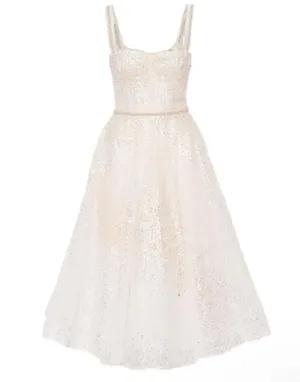 Bronx and Banco NWT Mademoiselle Bridal Midi Dress in White. thumbnail 7