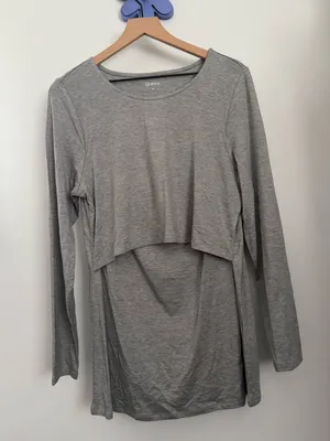Quince Medium Maternity & Nursing Long Sleeve Relaxed Fit Tee Heather Grey thumbnail 1