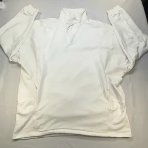 FP Movement Free People White French Terry V-Neck Oversized Polo Sweatshirt Lg thumbnail 1