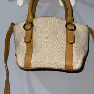 Fossil Small Woven Hand‎ Bag Cream and Tan Sunday Best Crossbody M thumbnail 2