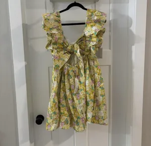 NWT For Love & Lemons Tamra Yellow Floral Dress thumbnail 5