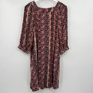 Garnet Hill Jardin Crepe Dress Firesmoke Stripe A-line 3/4 Sleeves‎ Size Small thumbnail 7