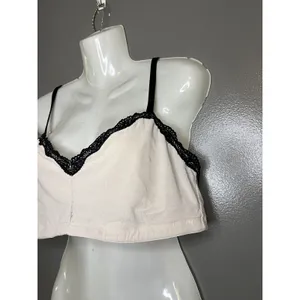 Aerie Bralette Bra Womens XL Pink Lace Wireless Knit Adjustable Straps Longline thumbnail 3