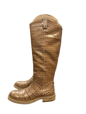 Sam Edelman Fable Cedarwood Croc Leather Tall Riding Boots Size 8 New in Box thumbnail 3