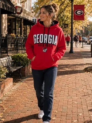 Champion Georgia Bulldogs Hoodie‎ Red Black White Appliqué Embroidered Small thumbnail 3