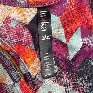 Lukka Lux Womens Geometric Chevron Racerback Activewear Tank Top Purple Orange L thumbnail 3