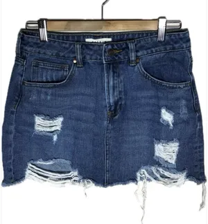 PacSun Denim Distressed Low Rise Micro Skirt Size 27 thumbnail 1