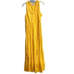 495. Antonio Melani sun yellow v neck Linen blend maxi dress size 4 thumbnail 2
