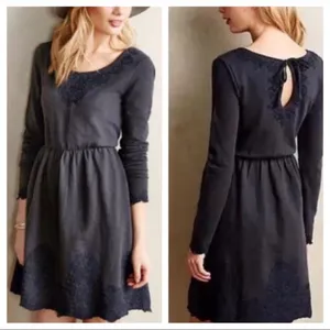 Anthro Saturday Sunday‎ grey embroidered dress small thumbnail 2