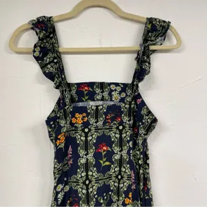 Agua Bendita X Target Blue Ruffled Ditsy Floral Mini Dress XXS Tiered Boho thumbnail 7