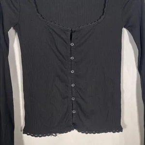 J. Crew Womens Black Square Neck Henley Shirt Top Xs Bk317 thumbnail 3