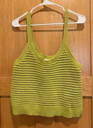 Abercrombie & Fitch Open-Knit Tank Top in Lime‎ Green size medium thumbnail 1