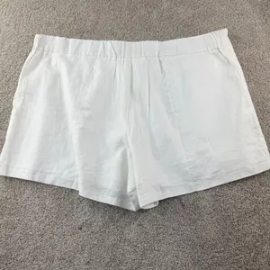 Cream Linen Blend Shorts Womens 26W High Rise Tailored Minimal Chic Summer‎ New thumbnail 2