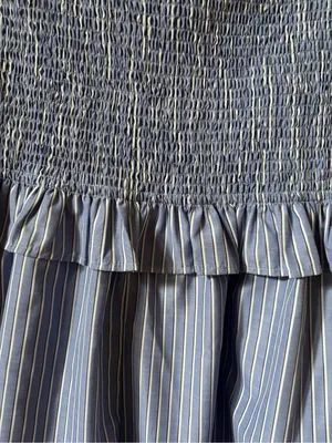Lumiere Blue & White Striped Smocked Strapless Romper thumbnail 8