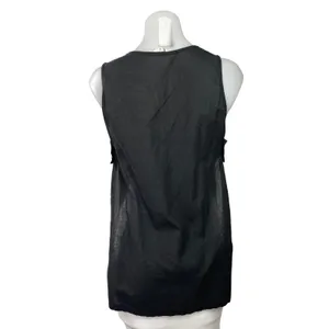 Commense Women's Black Sleeveless Open Sided V-neck Button Down Vest Top Sz XS thumbnail 3