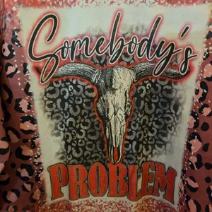 Pink Leopard Print Women's Sweater Crewneck Western Somebody's Problem Size XL thumbnail 6
