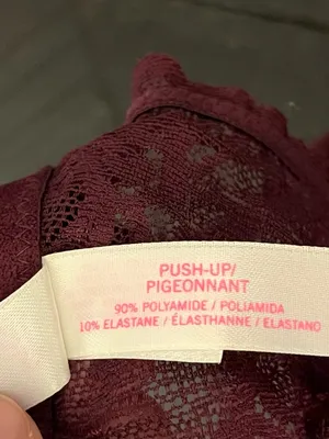 Victoria’s Secret PINK Razorback Wireless Push-up Lace Bra in Burgundy Size M thumbnail 4