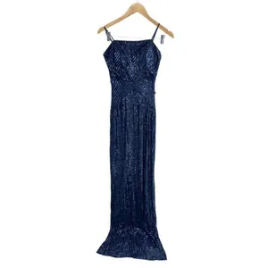 Emerald Sundae Navy Blue Sequin Column Gown Formal Dress Side Slit Size M NEW thumbnail 2