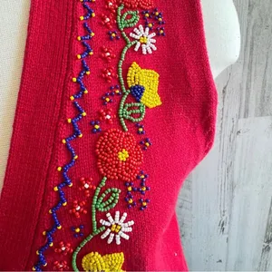 Vintage Floral Embroidered beaded Vest‎ small Unique Embellished Knit boho thumbnail 3