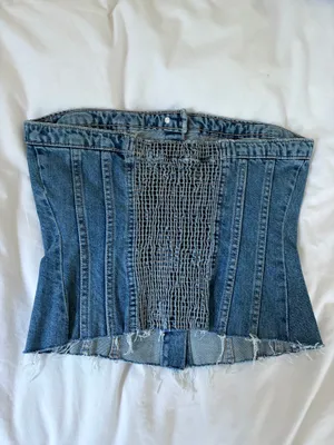 Zara strapless jean top thumbnail 4