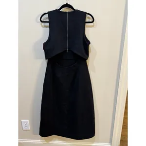 Spanx Ponte Overlay Fitted Midi in Classic Black Sleeveless Dress Size Medium thumbnail 3