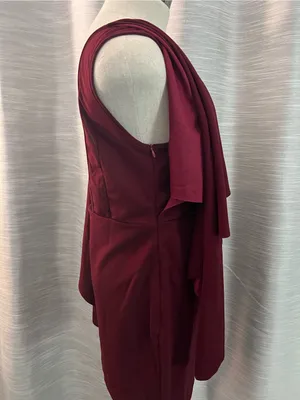 SHEIN Burgundy Long Sleeve Ruffle Sheath Dress thumbnail 4