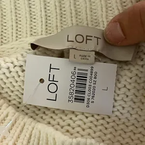 LOFT Sweater Large White Pointelle Bobble‎ Knit Women's Long Sleeve NWT Feminine thumbnail 3