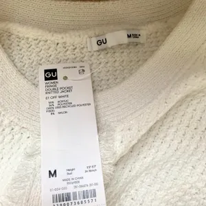 GU (Uniqlo) Fringe Double Pocket Knitted Jacket in Off White thumbnail 7