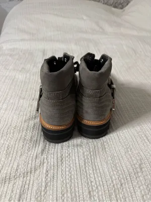 Marc Fisher Gray Suede Lace-Up Ankle Boots with Buckle Accent thumbnail 3