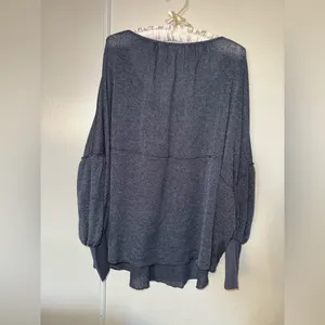 Free People Navy Button-Down Blouse thumbnail 2