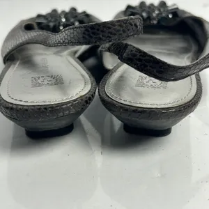 Anne Klein iFlex AK Junior Brown Snakeskin Slingback Kitten Heels Peep Toe 8.5 M thumbnail 4