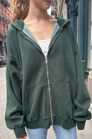 Brandy Melville Green Christy Zip Up Hoodie thumbnail 1