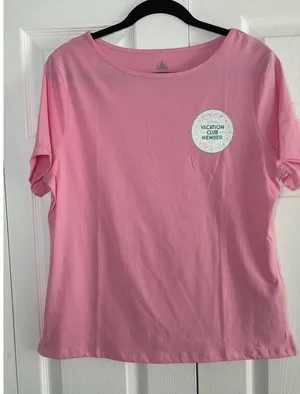 Disney Vacation Club Member T-Shirt Womens L Pink DVC Graphic Tee Short Sleeve L thumbnail 1