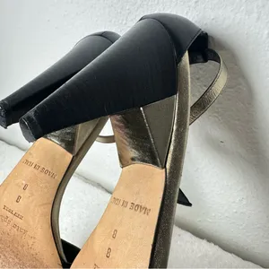 Kate Spade Classic Black and Gold Strappy Heels Size 8 thumbnail 14