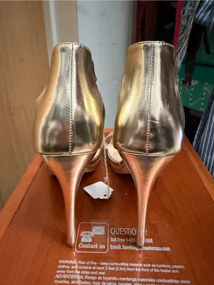 Venus Gold Metallic T-Strap Stiletto Heels - Wedding Guest Glam. Size: US 7.5 thumbnail 5